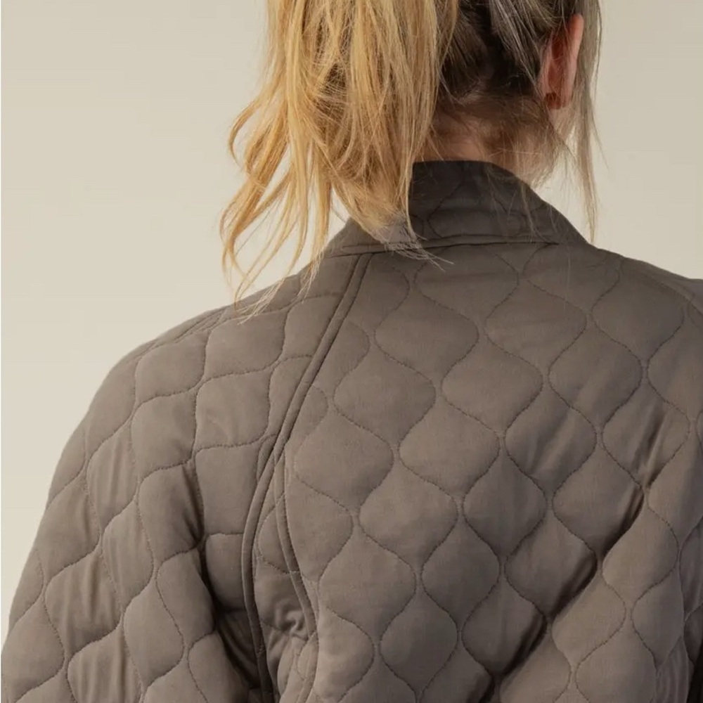 Stone Taupe  Diamond Quilted Puffer Jacket - Picture 3 of 4